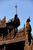 Myanmar - Mandalay, Shwe In Bin Kyaung a wonderful example of the Burmese unique teak architecture and wood-carving art. 